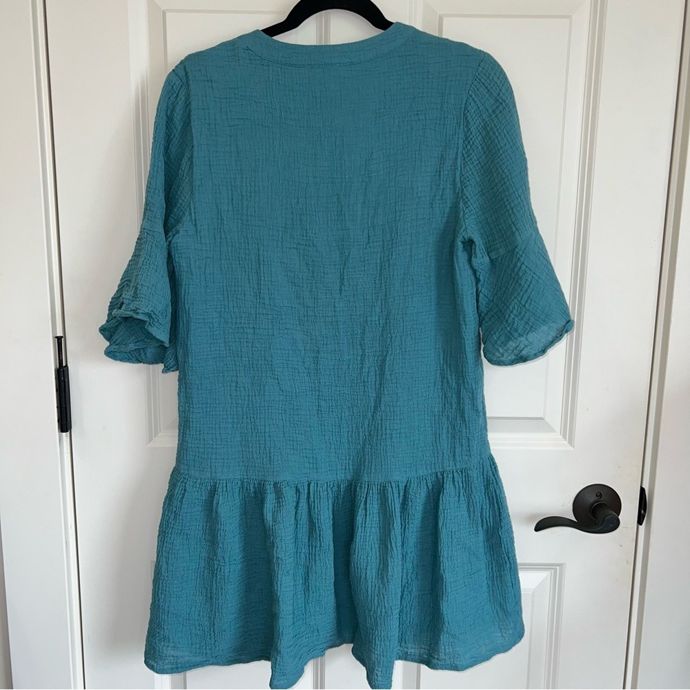 Tart Luciel Gauze Mini Dress Butterfly Sleeves Brittany Blue Size Small‎ - Picture 3 of 8